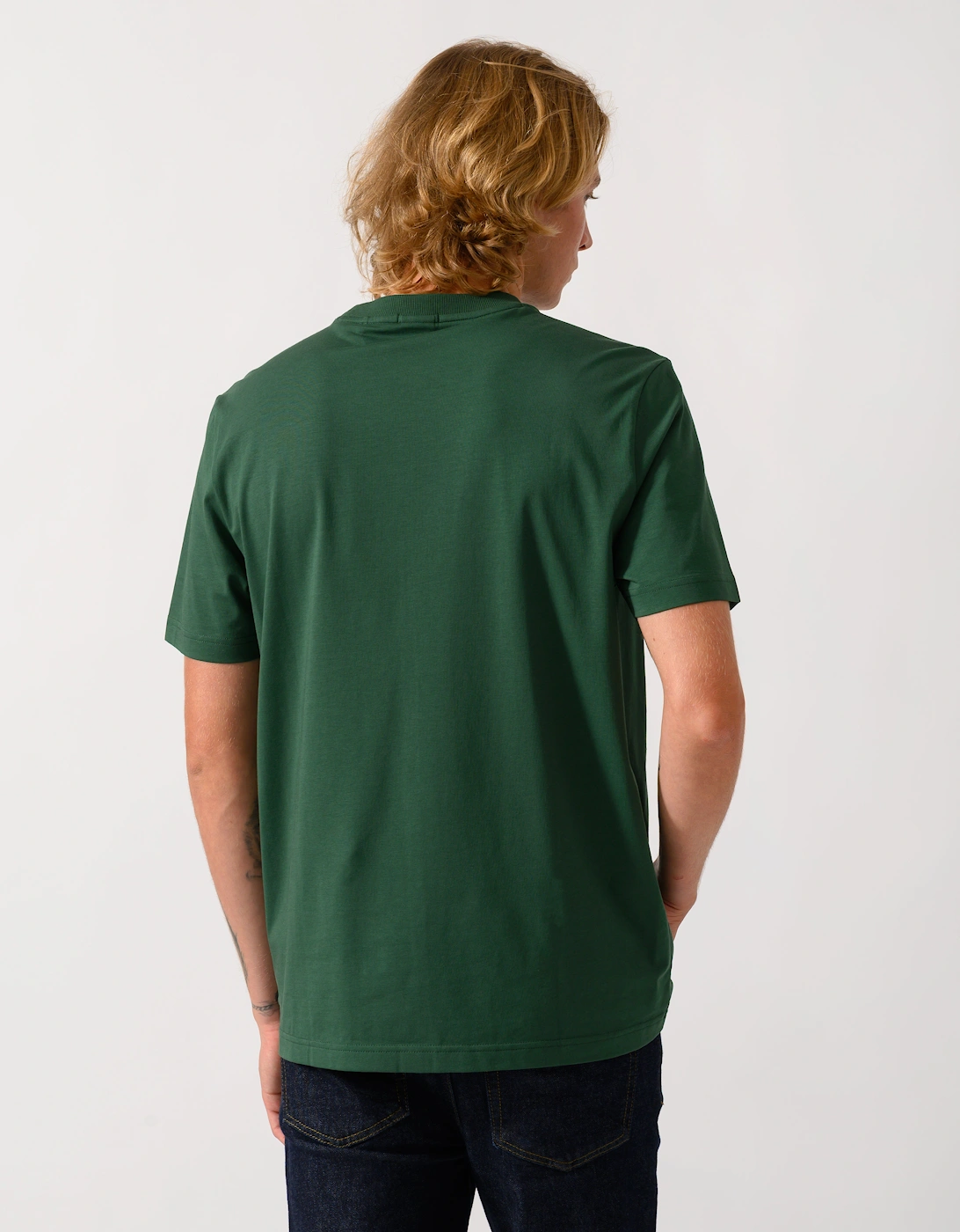 BOSS Green Tee Mens Stretch Cotton T-Shirt with Contrast Logo - Open Green 365