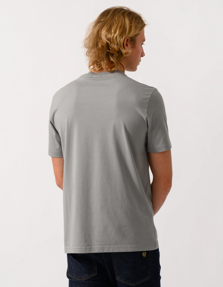 BOSS Green Tee Mens Stretch Cotton T-Shirt with Contrast Logo - Open Grey 063