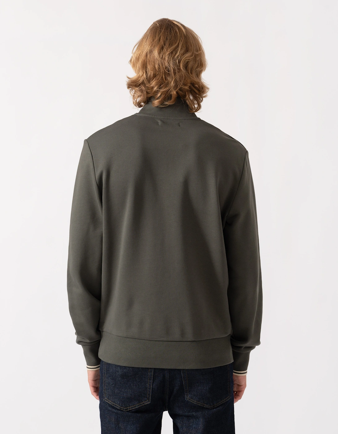 Fred Perry Mens Half Zip Sweatshirt - Field Green/Oatmeal U98