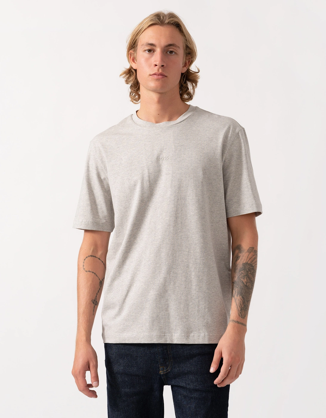 BOSS Orange TChup Mens Crew Neck Small Logo T-Shirt  - Open Grey 086