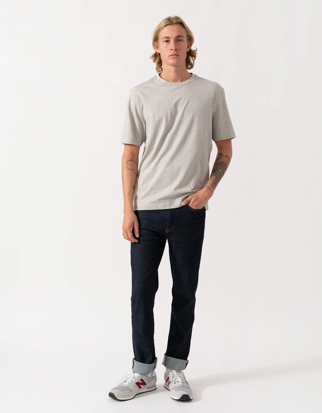 BOSS Orange TChup Mens Crew Neck Small Logo T-Shirt  - Open Grey 086