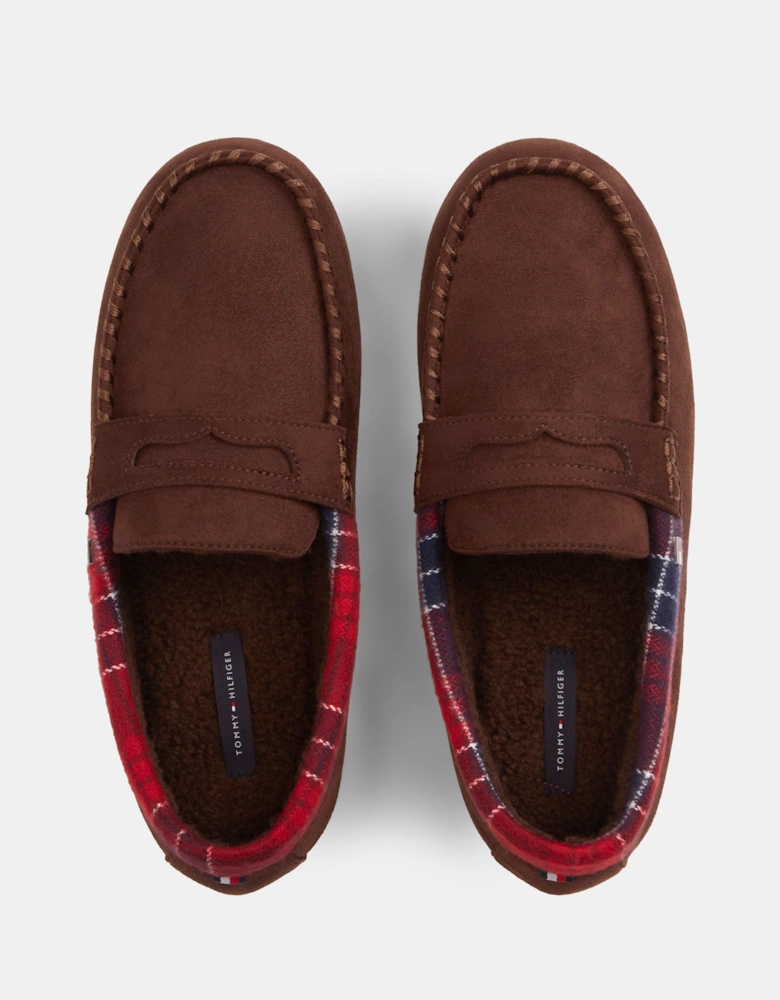 Tommy Hilfiger Check Driver Mens Hilfiger House Shoes - Burgundy/Burgundy Solid