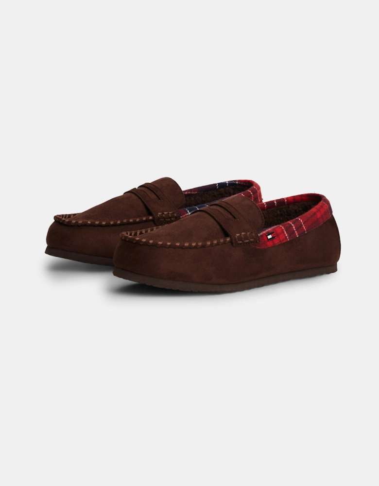 Tommy Hilfiger Check Driver Mens Hilfiger House Shoes - Burgundy/Burgundy Solid