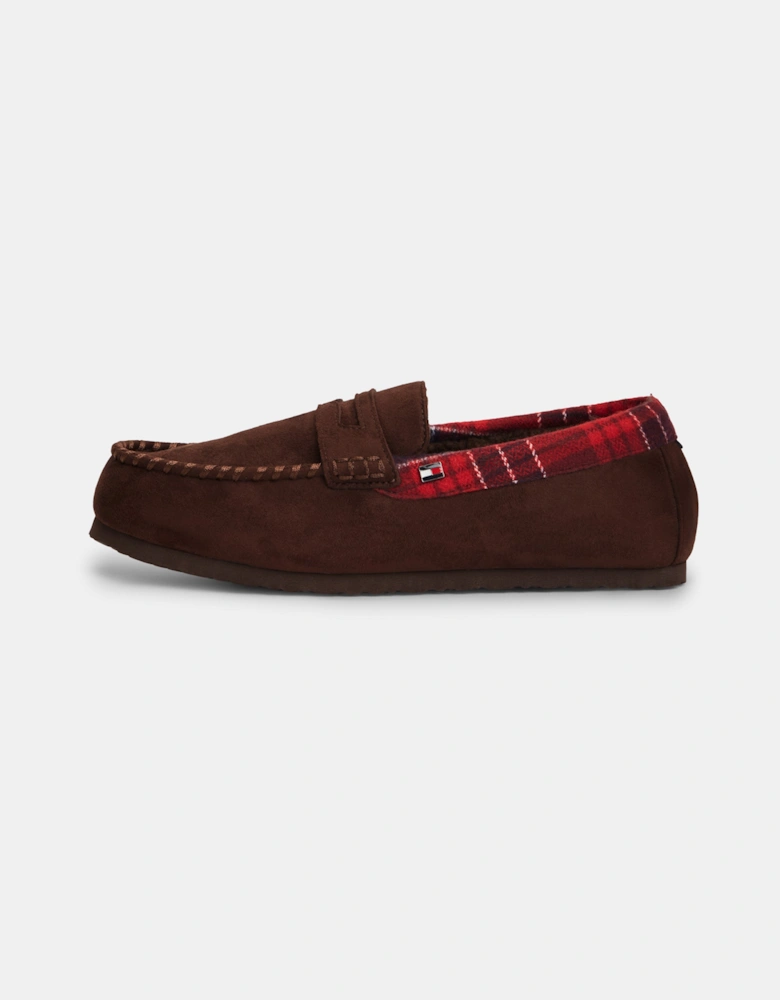 Tommy Hilfiger Check Driver Mens Hilfiger House Shoes - Burgundy/Burgundy Solid