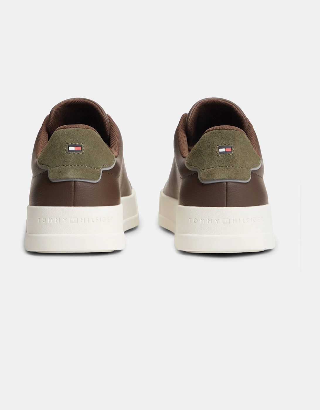 Tommy Hilfiger Court Leather Detail Mens Trainer - Cocoa/Platinum Olive