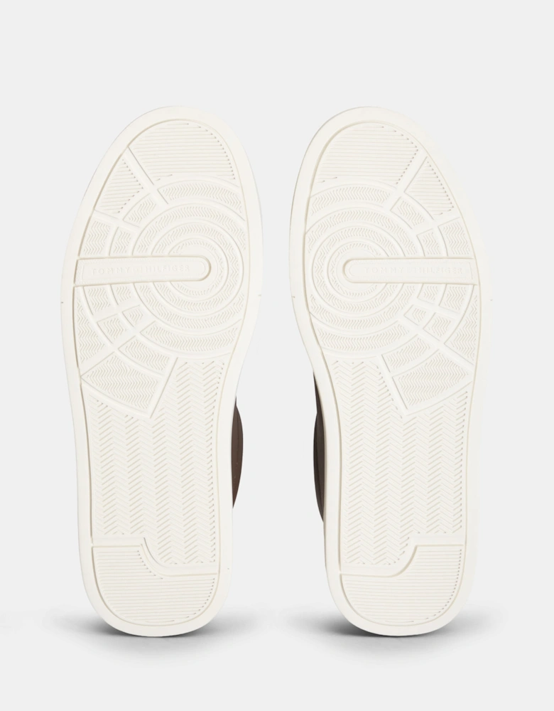 Tommy Hilfiger Court Leather Detail Mens Trainer - Cocoa/Platinum Olive