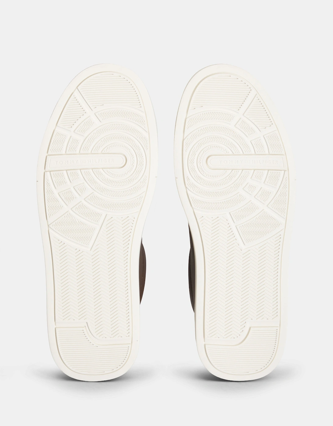 Tommy Hilfiger Court Leather Detail Mens Trainer - Cocoa/Platinum Olive