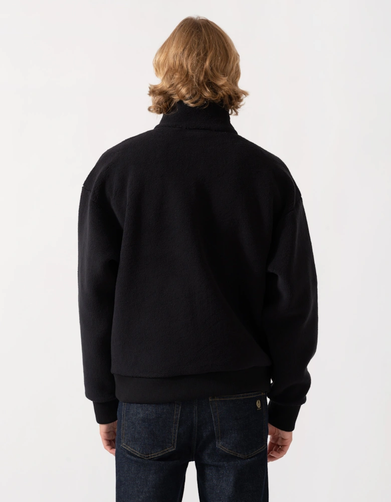 BOSS Green Mens  Logo-embroidered zip-up sweatshirt in teddy fleece - Black 001
