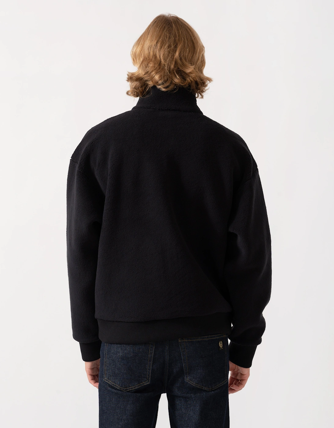 BOSS Green Mens  Logo-embroidered zip-up sweatshirt in teddy fleece - Black 001