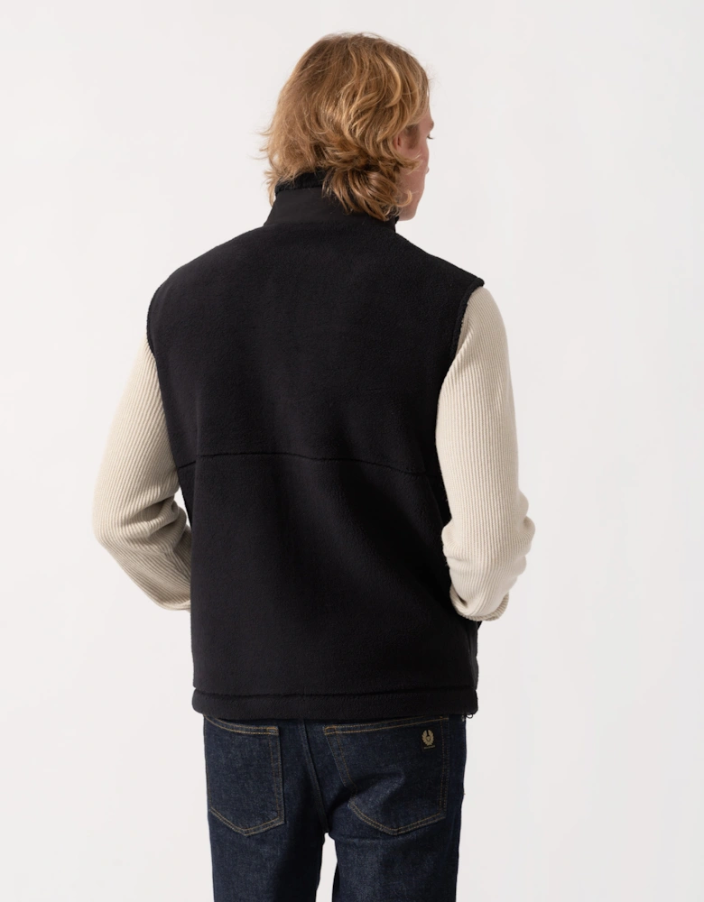 BOSS Green Sveedy Mens Contrast-panel teddy fleece gilet with logo  - Black 001