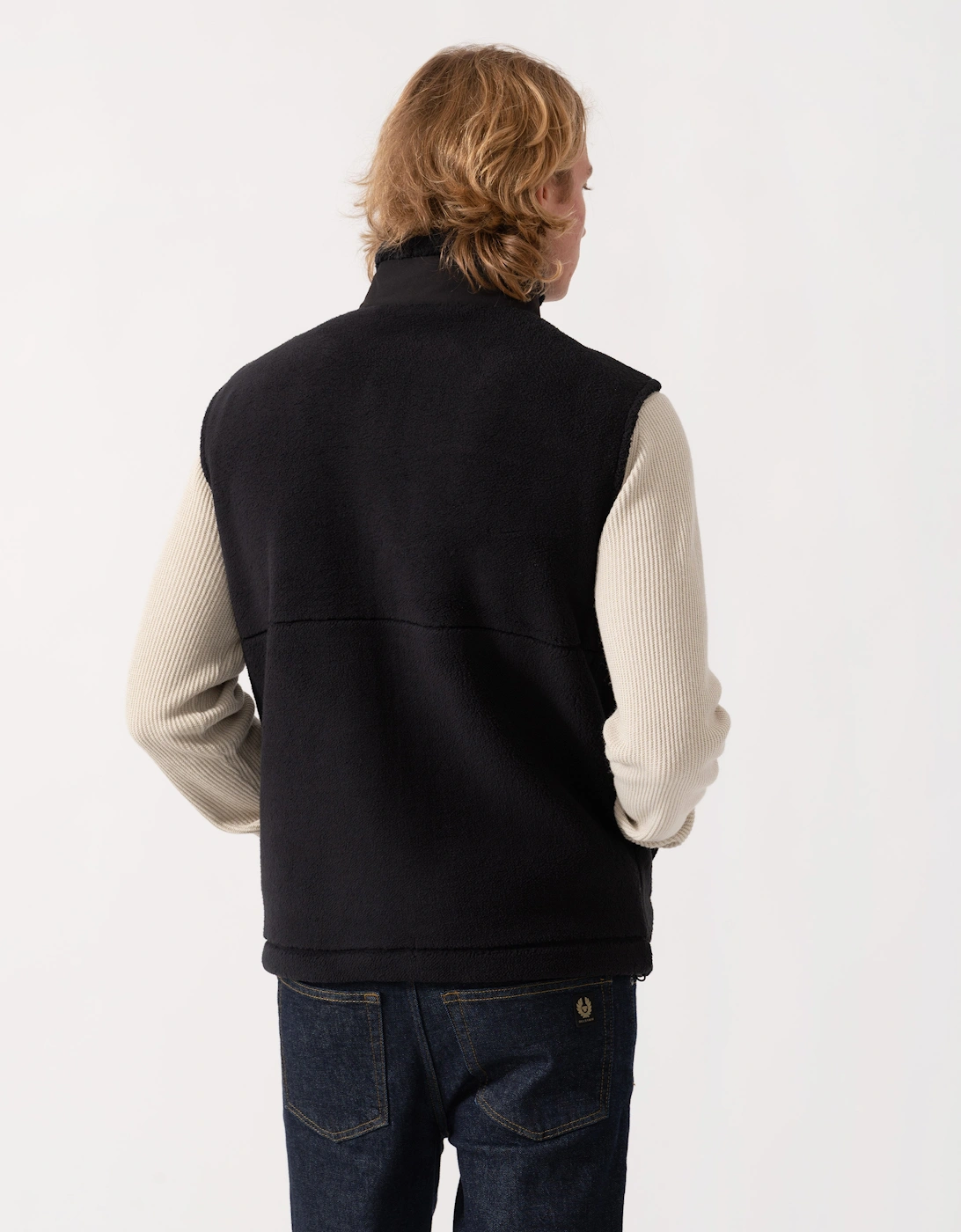BOSS Green Sveedy Mens Contrast-panel teddy fleece gilet with logo  - Black 001