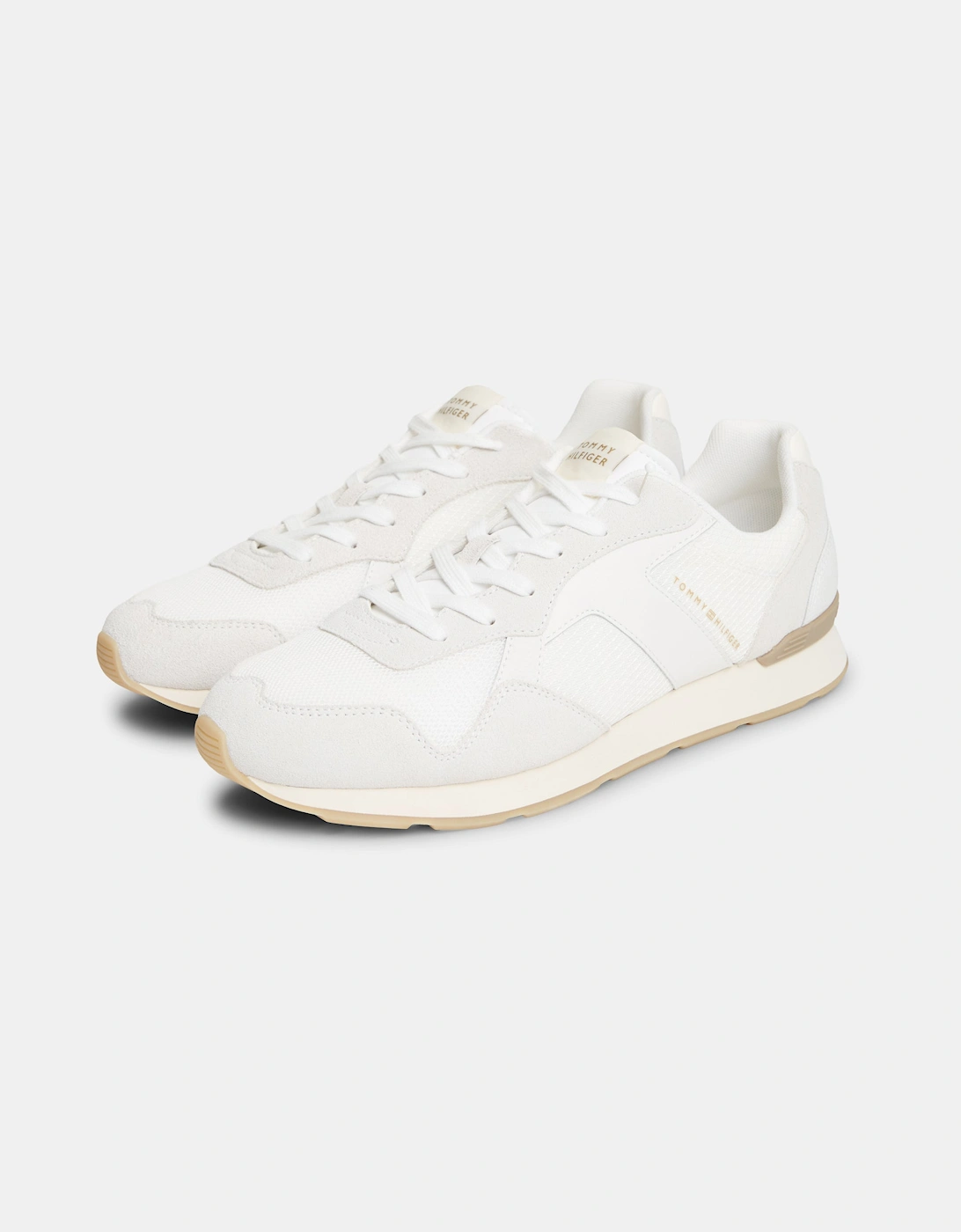 Men's Tommy Hilfiger TH Core Mix Mens Trainers - Ecru - Cream - Size: 11