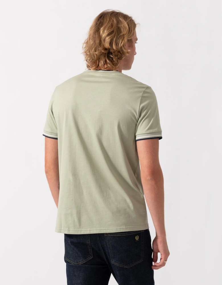Fred Perry Mens Twin Tipped T-Shirt - Seagrass/Ecru/Dark Airforce 76C