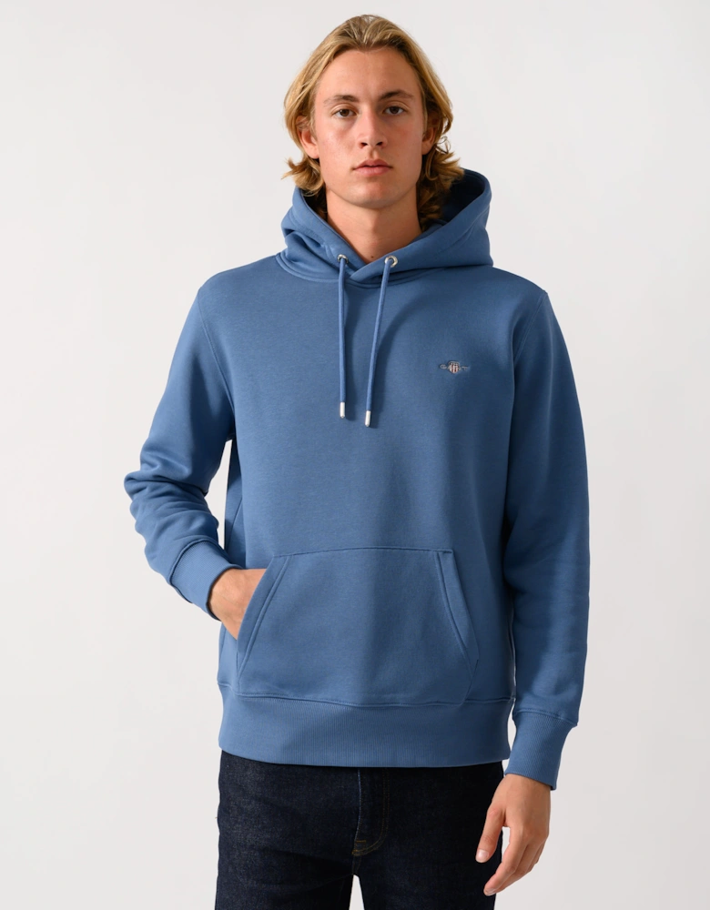 GANT Mens Regular Fit Shield Logo Pullover Hoodie - 476 Blue Horizon