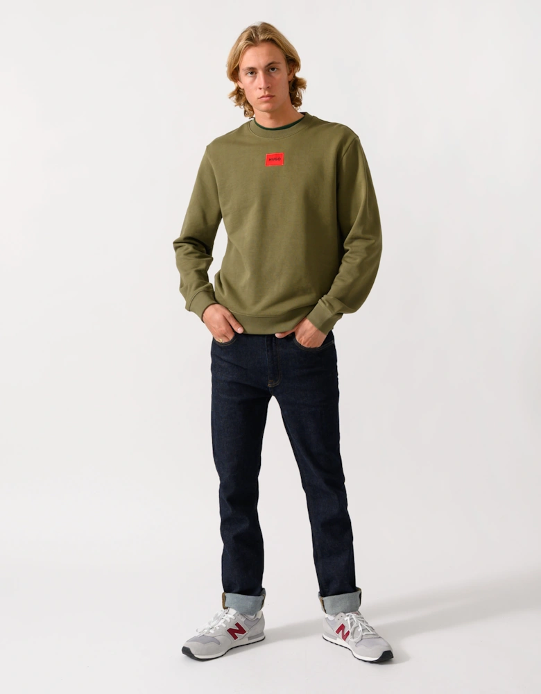 HUGO Diragol212 Label Logo Mens Sweatshirt - Open Green 389