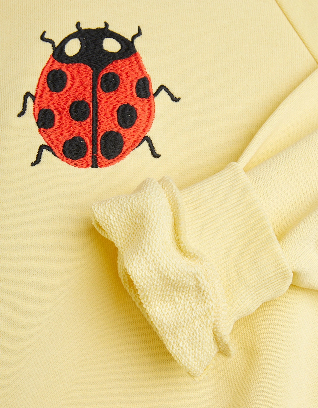 Mini Rodini Girls Ladybugs Embroidered Sweatshirt in Yellow