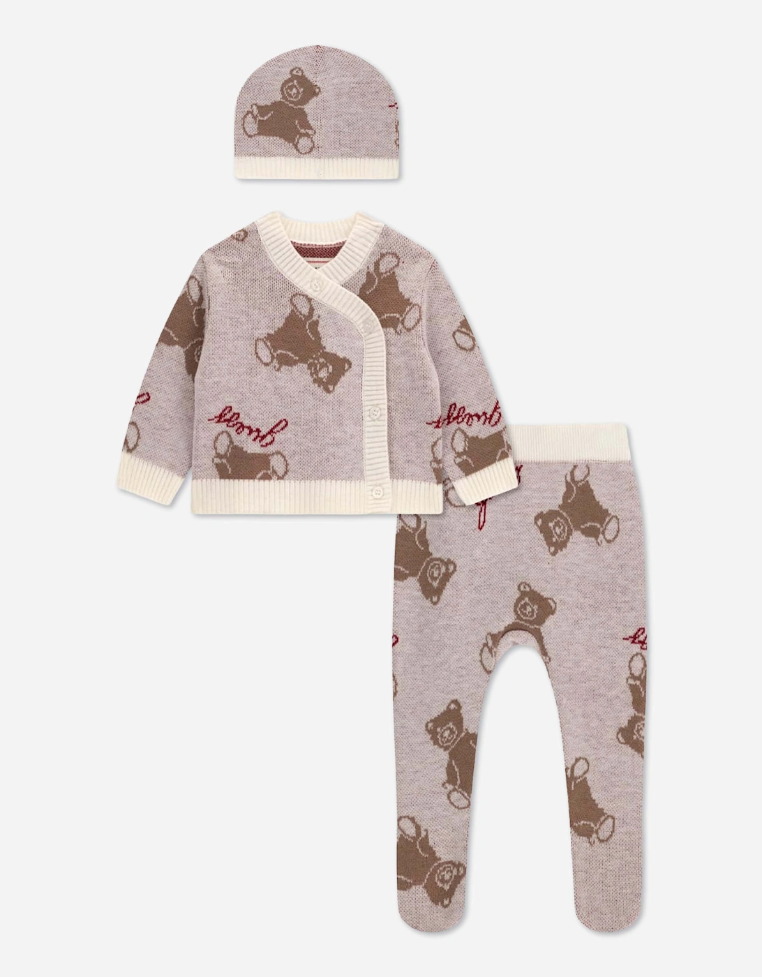 Guess Baby Teddy Bear 3 Piece Pant Set in Beige