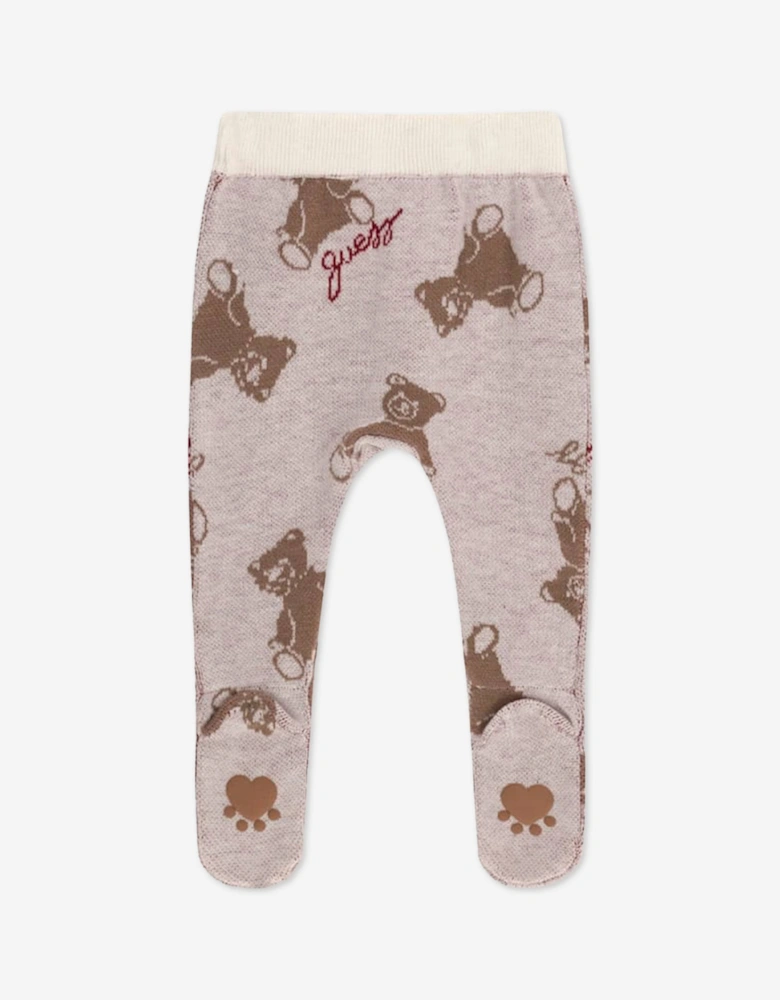 Guess Baby Teddy Bear 3 Piece Pant Set in Beige