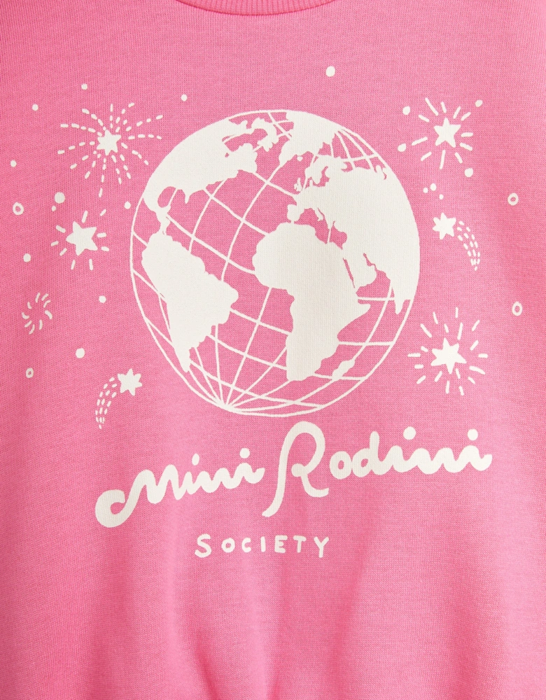 Mini Rodini Girls Society Sweatshirt in Pink