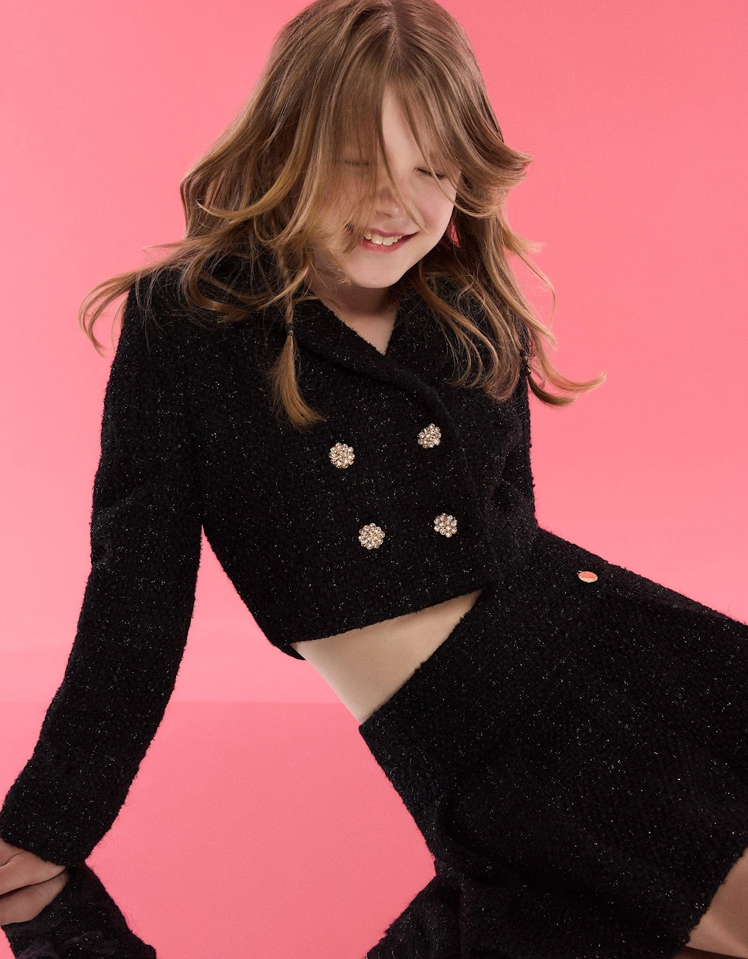 BCBG Girls Tweed Blazer in Black