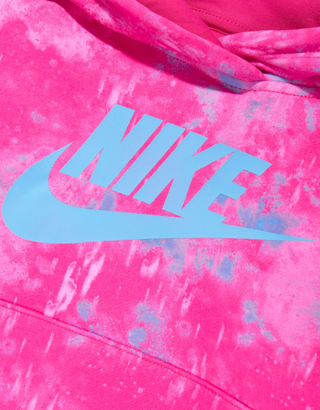 Nike Girls Printed Club Hoodie in Pink
