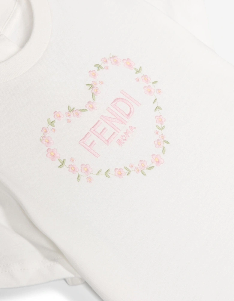 Fendi Baby Girls Heart Logo T-Shirt in White