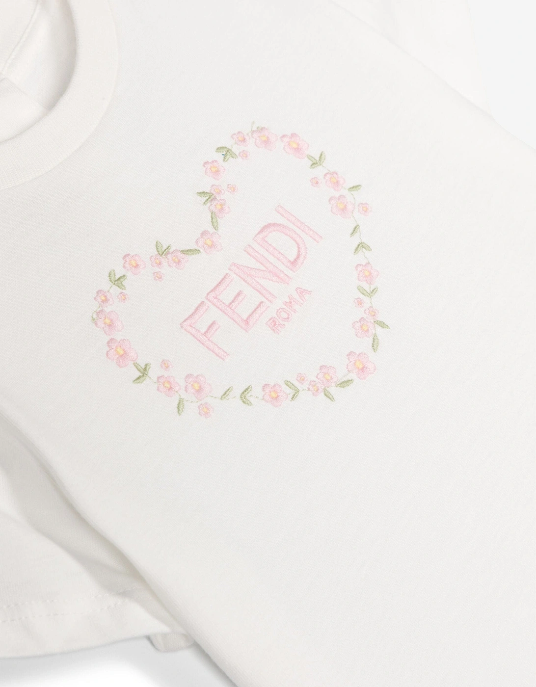 Fendi Baby Girls Heart Logo T-Shirt in White