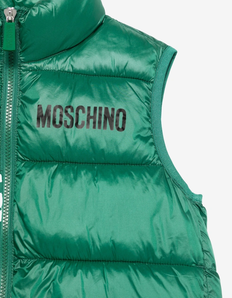 Moschino Kids Bear Logo Gilet in Green