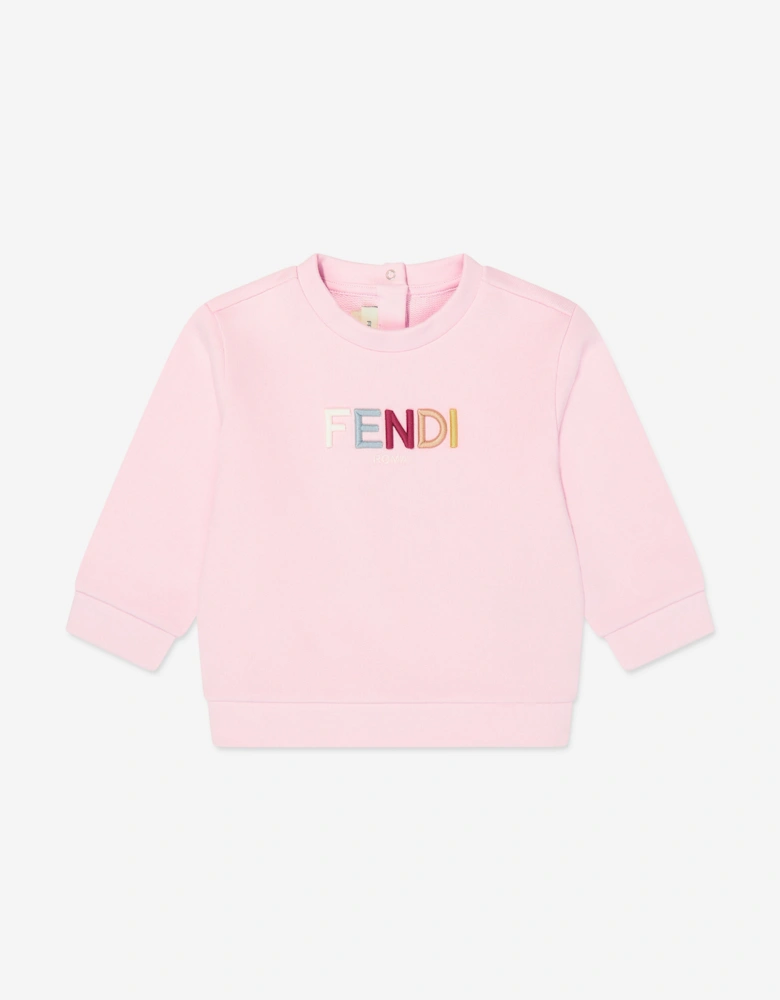 Fendi Baby Girls Logo Sweatshirt in Pink