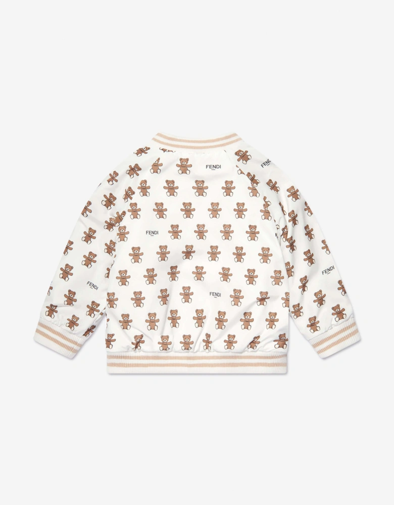 Fendi Baby Reversible Bear Zip Up in White