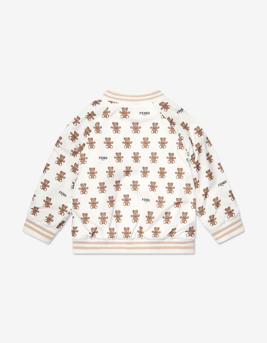 Fendi Baby Reversible Bear Zip Up in White