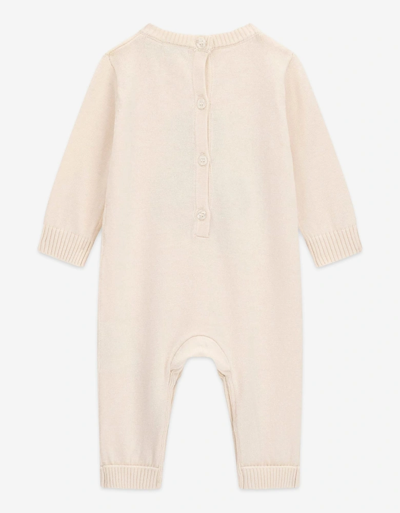 Guess Baby Teddy Bear Logo Romper in Ivory