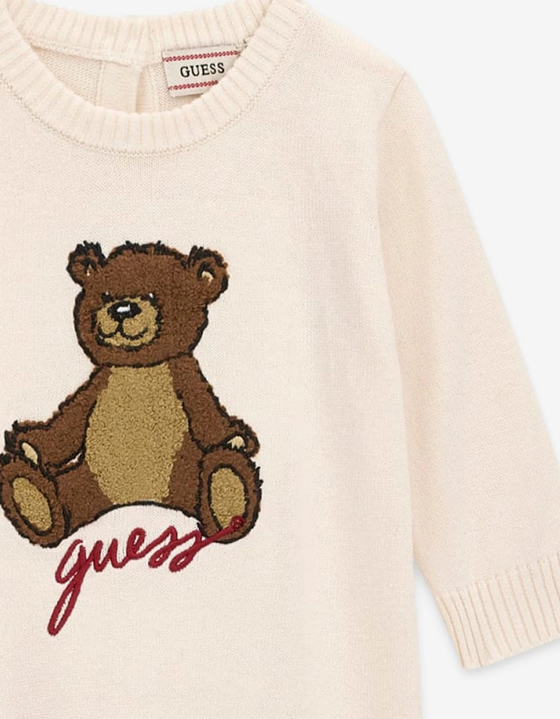 Guess Baby Teddy Bear Logo Romper in Ivory