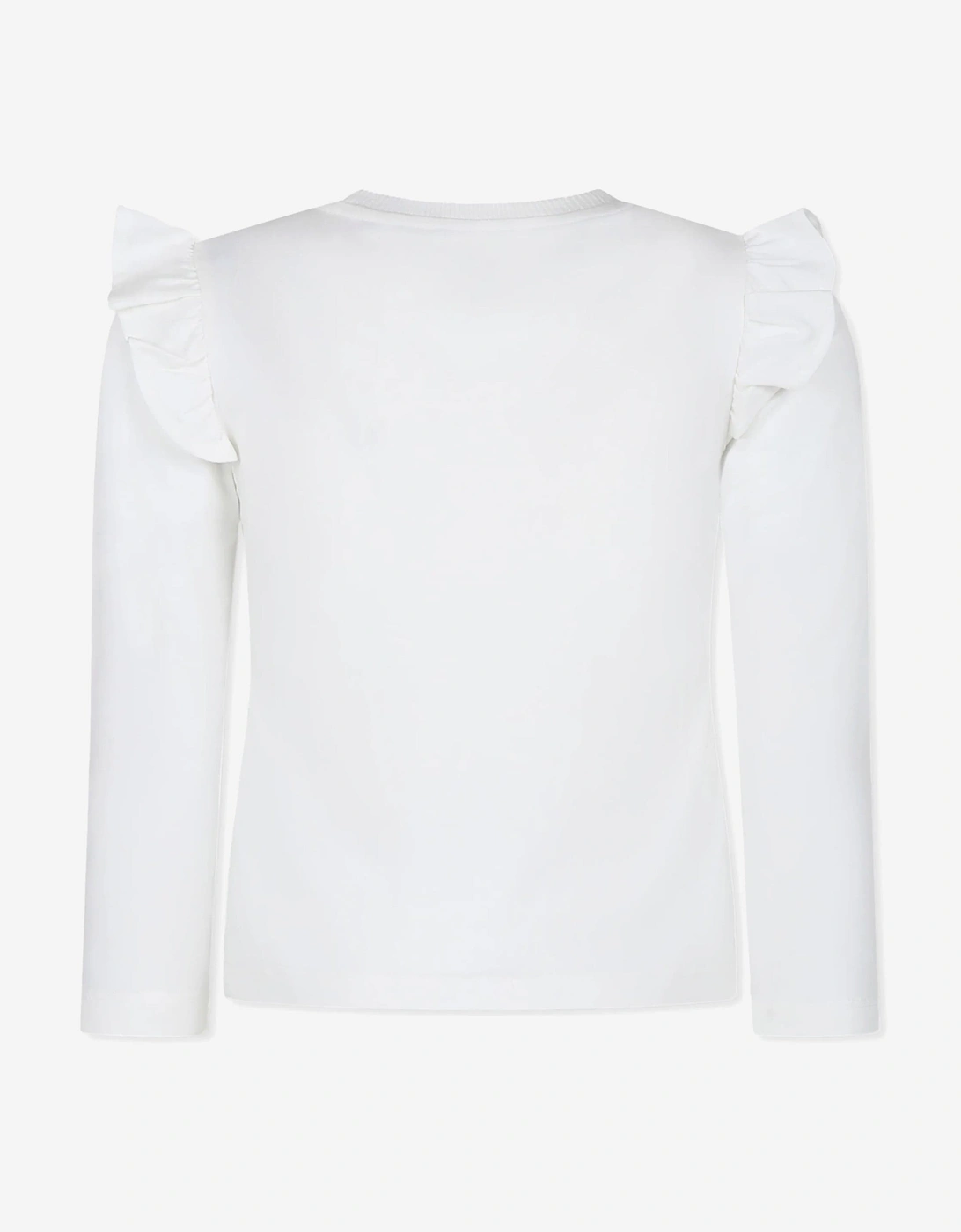 Moschino Girls Long Sleeve Logo T-Shirt in Ivory