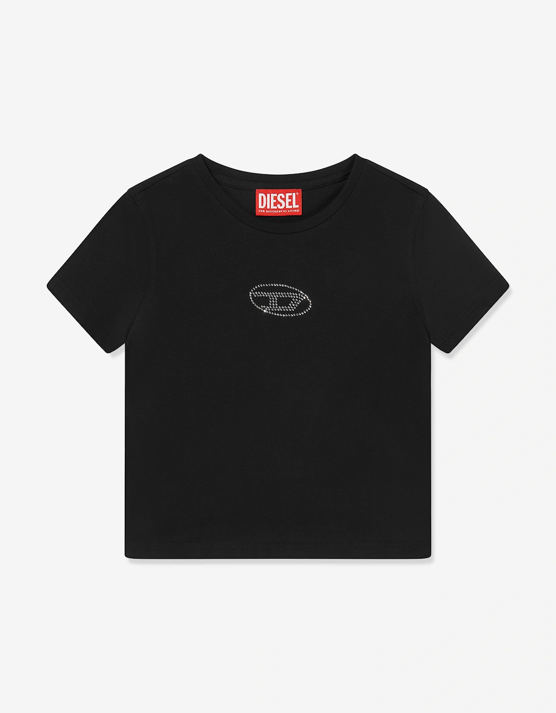 Diesel Girls Oval D Logo T-Shirt in Black