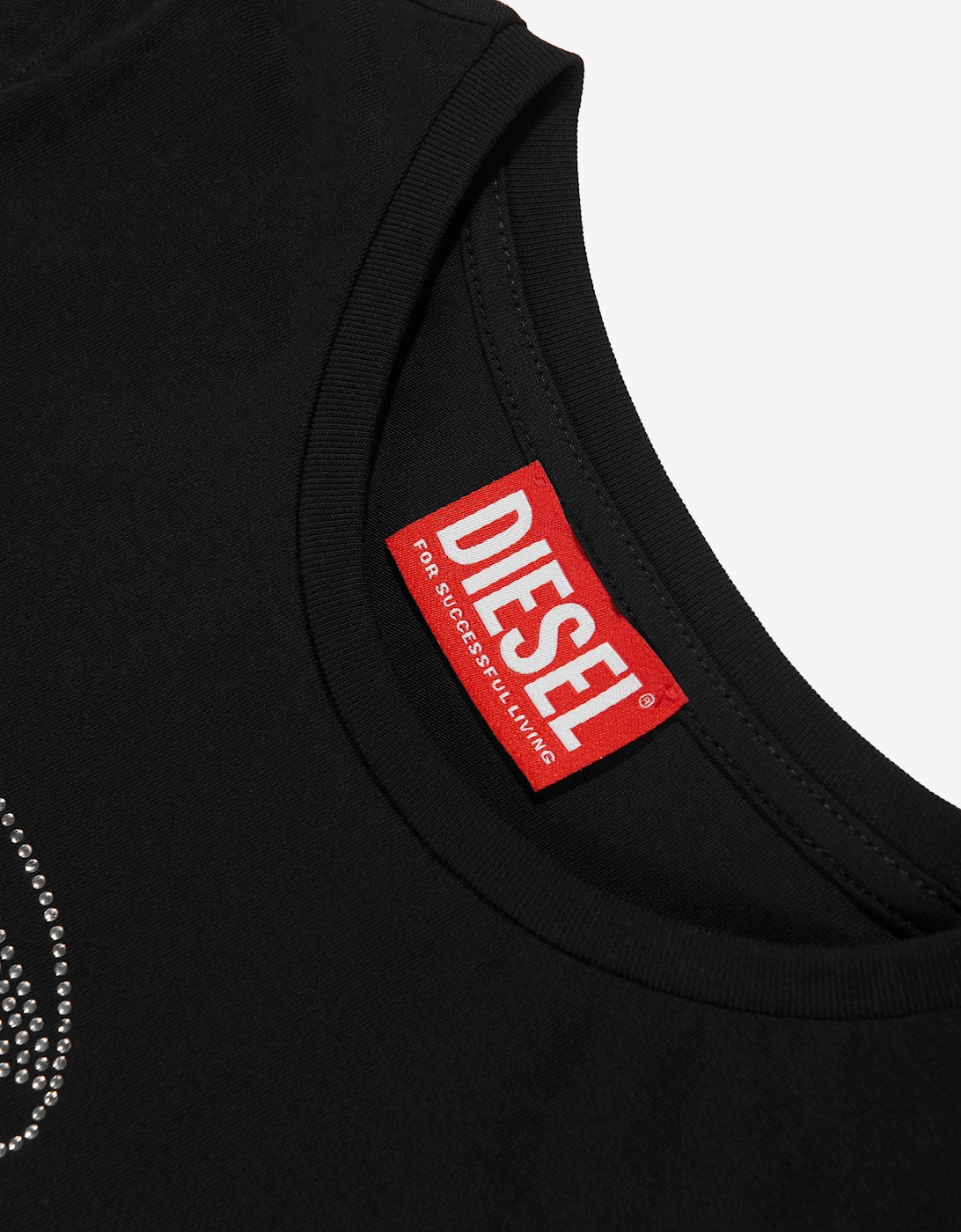 Diesel Girls Oval D Logo T-Shirt in Black