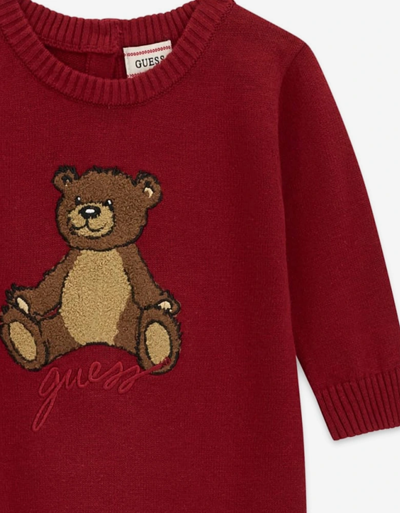 Guess Baby Teddy Bear Logo Romper in Red