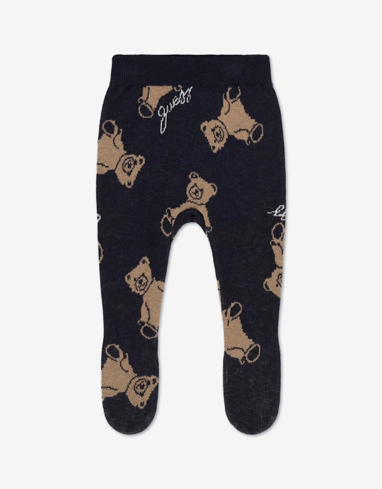 Guess Baby Teddy Bear 3 Piece Pant Set in Navy