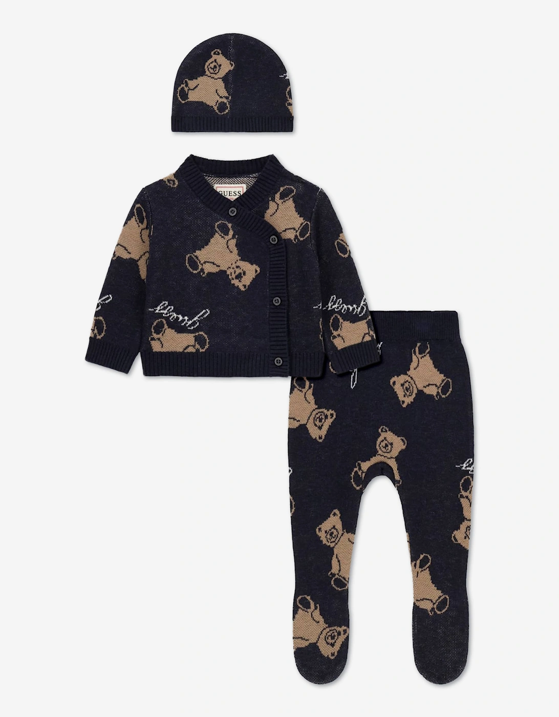 Guess Baby Teddy Bear 3 Piece Pant Set in Navy