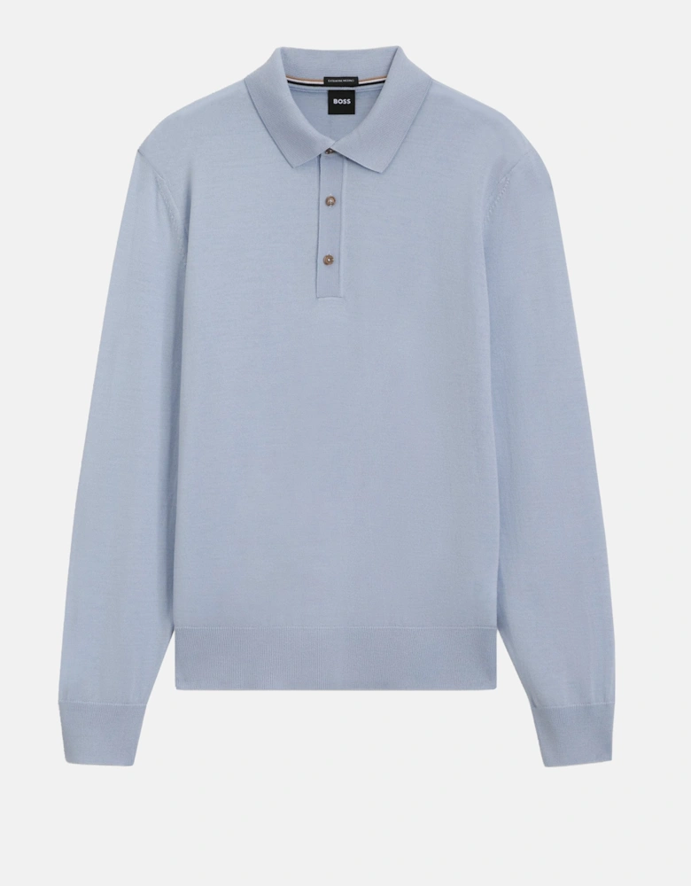 H Lancione Knitted Polo Blue