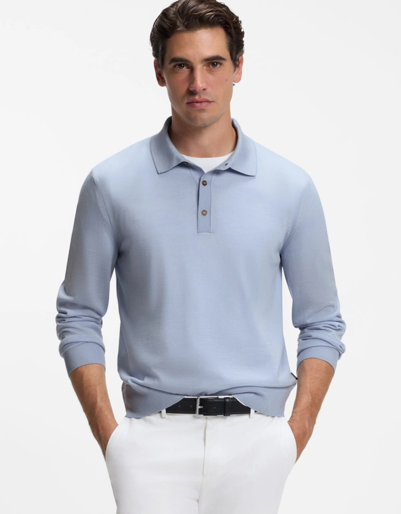 H Lancione Knitted Polo Blue