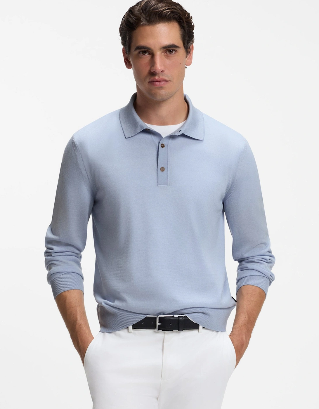 H Lancione Knitted Polo Blue
