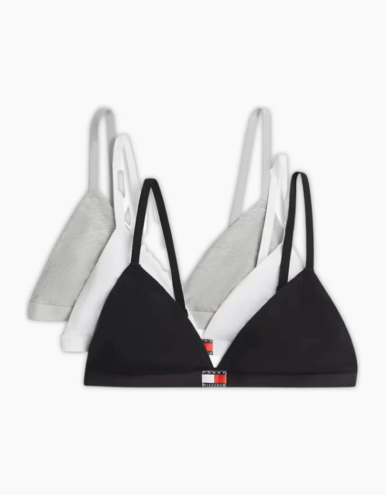 3-Pack TH Heritage Triangle Bras, Black/White/Grey