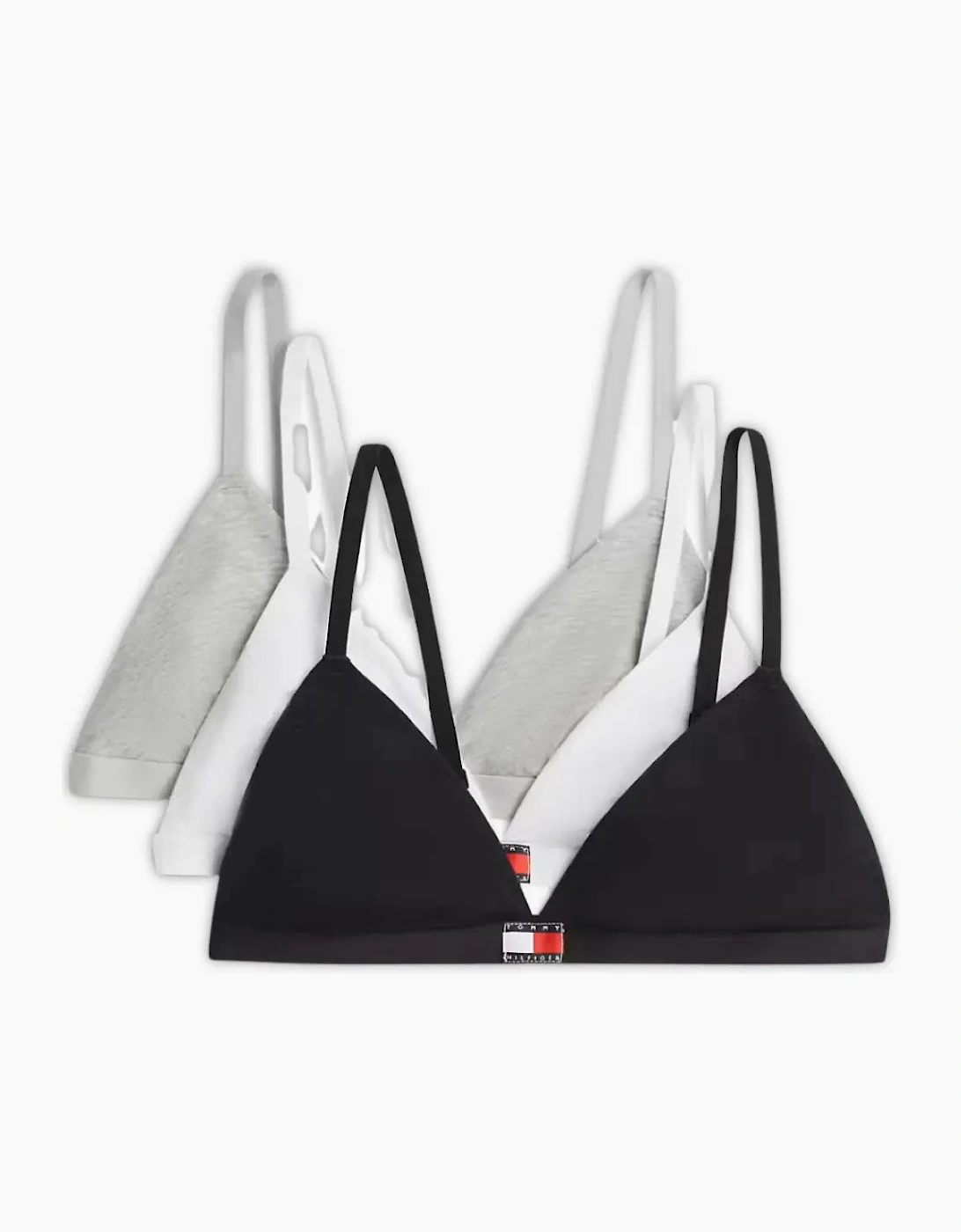 3-Pack TH Heritage Triangle Bras, Black/White/Grey