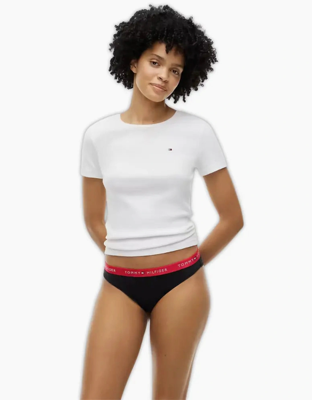 3-Pack TH Cotton Bikini Briefs, Black with red/pink/sage