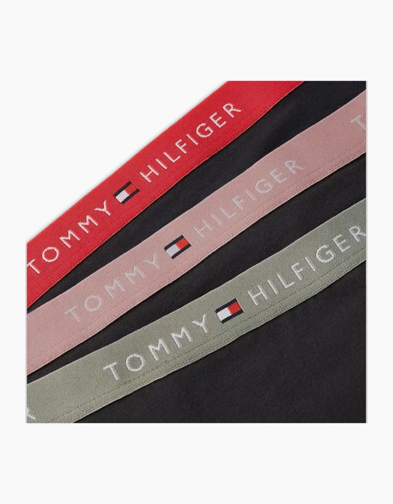 3-Pack TH Cotton Bikini Briefs, Black with red/pink/sage