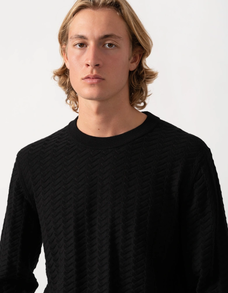 HUGO Simond Mens Crew Neck Jumper - Black 001