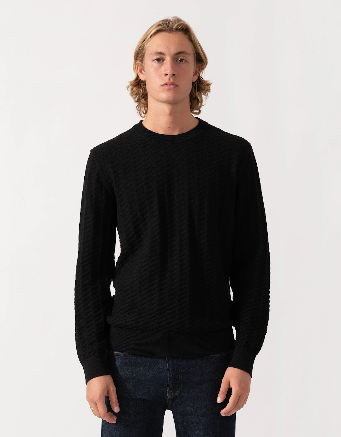 HUGO Simond Mens Crew Neck Jumper - Black 001