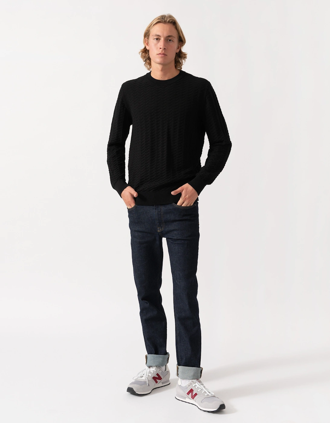 HUGO Simond Mens Crew Neck Jumper - Black 001