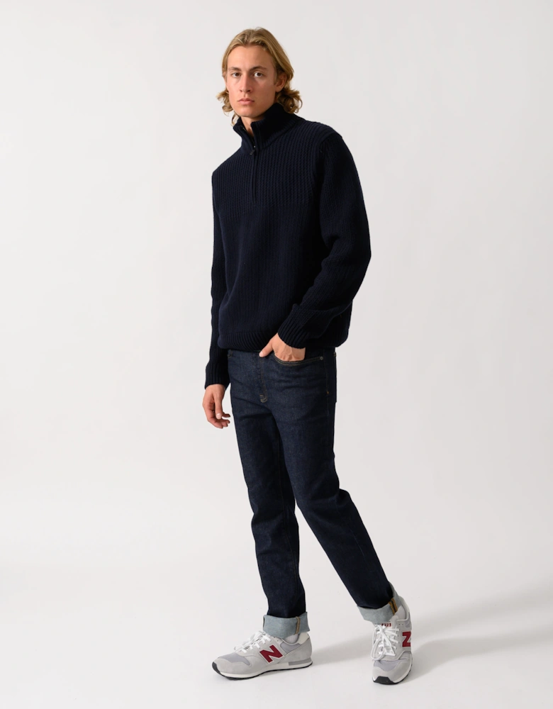 BOSS Orange Kenter Mens 1/4 Zip Funnel Neck Jumper - Dark Blue 404